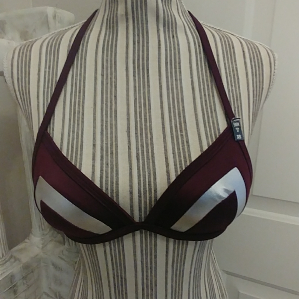 PINK Victoria's Secret Plum Triangle Halter👙Top - Picture 2 of 8